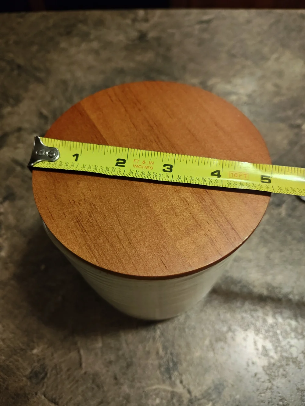 Ceramic Kitchen Storage Canister with Wood-Look Lid - White